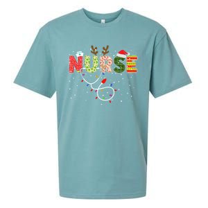 Stethoscope Santa Hat Reindeer Xmas Christmas Nurse Cool Gift Sueded Cloud Jersey T-Shirt