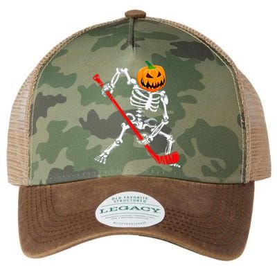 Spooky Skeleton Hockey Pumpkin Patch Legacy Tie Dye Trucker Hat