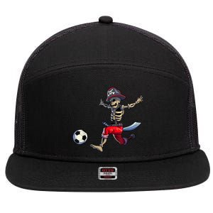 Soccer Skeleton Halloween Boy Soccer Pirate Halloween 7 Panel Mesh Trucker Snapback Hat