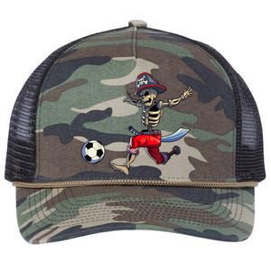 Soccer Skeleton Halloween Boy Soccer Pirate Halloween Retro Rope Trucker Hat Cap