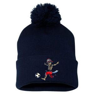 Soccer Skeleton Halloween Boy Soccer Pirate Halloween Pom Pom 12in Knit Beanie