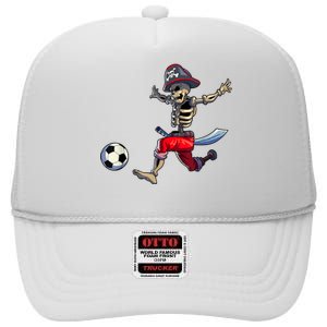 Soccer Skeleton Halloween Boy Soccer Pirate Halloween High Crown Mesh Back Trucker Hat