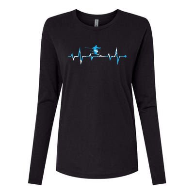 Skiing Ski Heartbeat Gift For Skiers Gift Womens Cotton Relaxed Long Sleeve T-Shirt