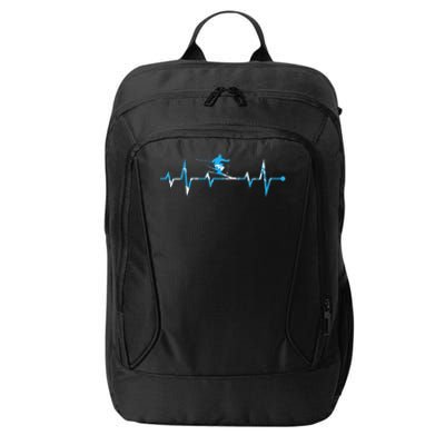 Skiing Ski Heartbeat Gift For Skiers Gift City Backpack