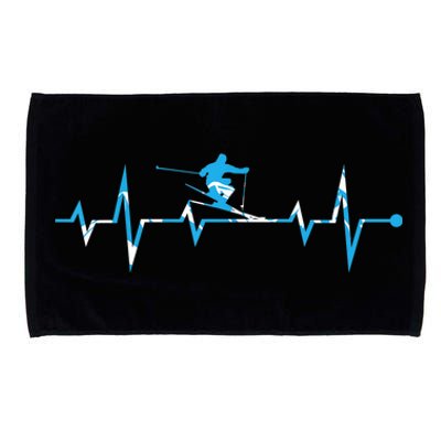 Skiing Ski Heartbeat Gift For Skiers Gift Microfiber Hand Towel