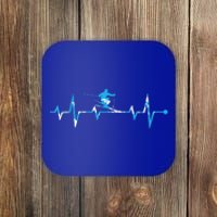 Skiing Ski Heartbeat Gift For Skiers Gift Coaster