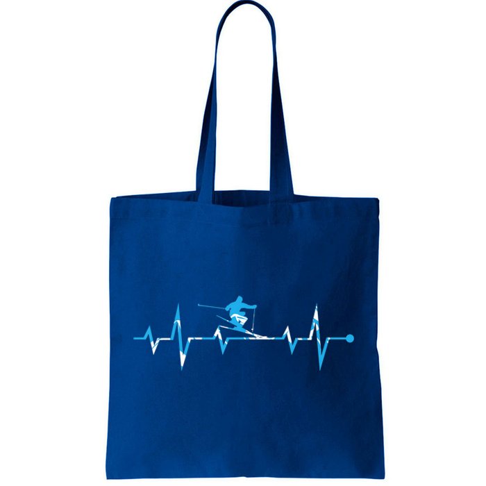 Skiing Ski Heartbeat Gift For Skiers Gift Tote Bag