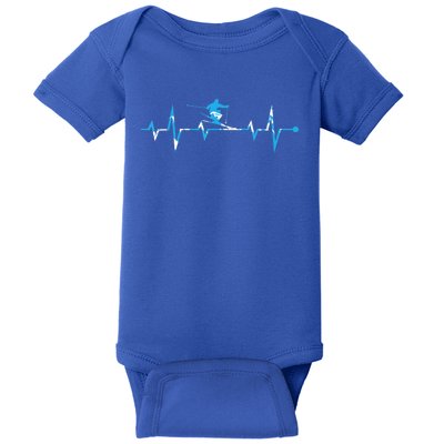 Skiing Ski Heartbeat Gift For Skiers Gift Baby Bodysuit