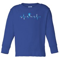 Skiing Ski Heartbeat Gift For Skiers Gift Toddler Long Sleeve Shirt