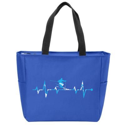 Skiing Ski Heartbeat Gift For Skiers Gift Zip Tote Bag