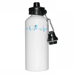 Skiing Ski Heartbeat Gift For Skiers Gift Aluminum Water Bottle