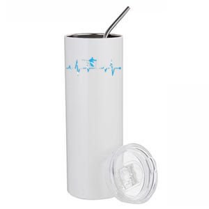 Skiing Ski Heartbeat Gift For Skiers Gift Stainless Steel Tumbler