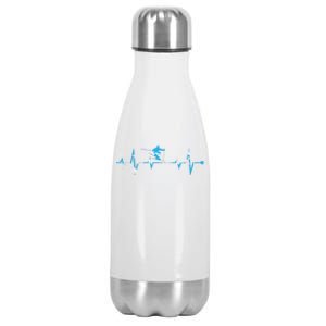 Skiing Ski Heartbeat Gift For Skiers Gift Stainless Steel Insulated Water Bottle