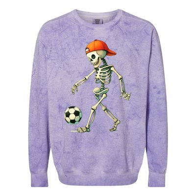 Skeleton Soccer Halloween Costume Funny Colorblast Crewneck Sweatshirt