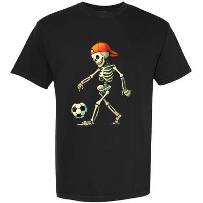 Skeleton Soccer Halloween Costume Funny Garment-Dyed Heavyweight T-Shirt