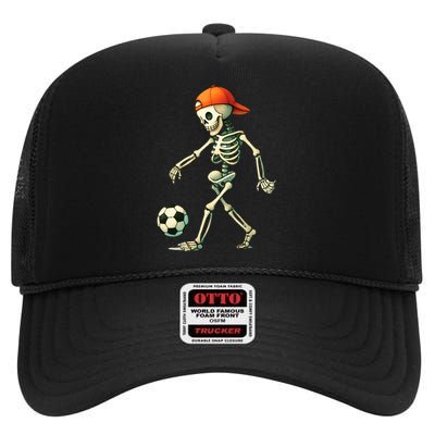 Skeleton Soccer Halloween Costume Funny High Crown Mesh Back Trucker Hat