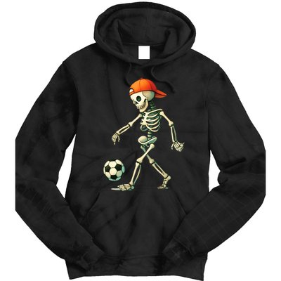 Skeleton Soccer Halloween Costume Funny Tie Dye Hoodie