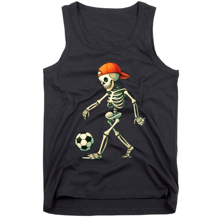 Skeleton Soccer Halloween Costume Funny Tank Top