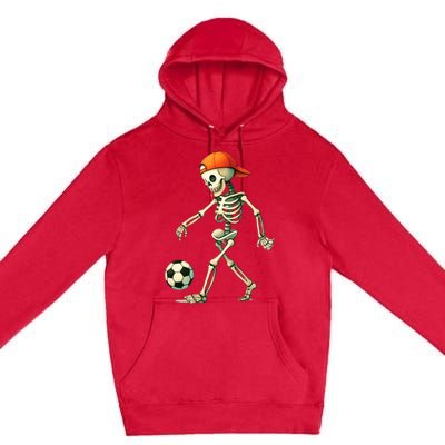 Skeleton Soccer Halloween Costume Funny Premium Pullover Hoodie