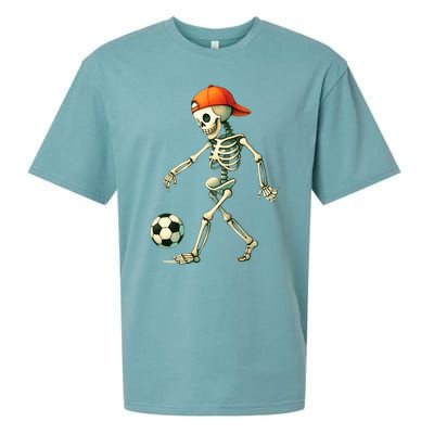 Skeleton Soccer Halloween Costume Funny Sueded Cloud Jersey T-Shirt