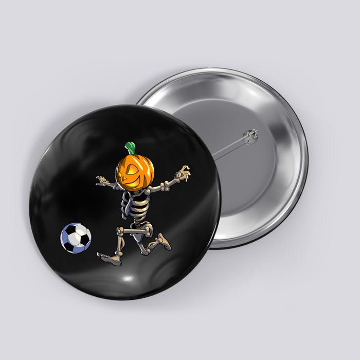 Soccer Skeleton Halloween Button