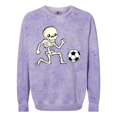 Soccer Skeleton Halloween Man Boy Soccer Player Funny Colorblast Crewneck Sweatshirt