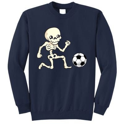 Soccer Skeleton Halloween Man Boy Soccer Player Funny Tall Sweatshirt