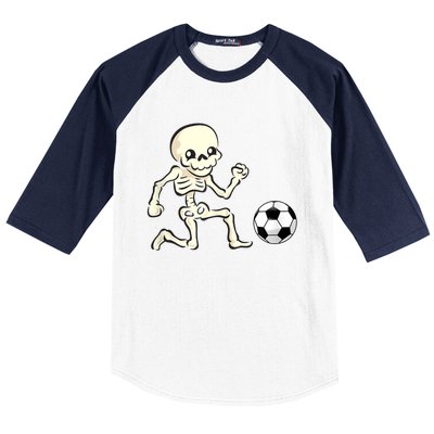 Soccer Skeleton Halloween Man Boy Soccer Player Funny Baseball Sleeve Shirt