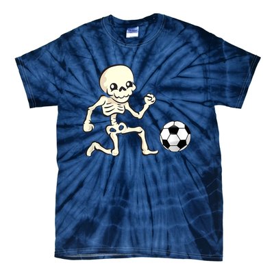 Soccer Skeleton Halloween Man Boy Soccer Player Funny Tie-Dye T-Shirt