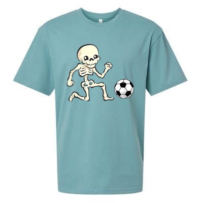 Soccer Skeleton Halloween Man Boy Soccer Player Funny Sueded Cloud Jersey T-Shirt