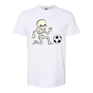 Soccer Skeleton Halloween Man Boy Soccer Player Funny Softstyle CVC T-Shirt