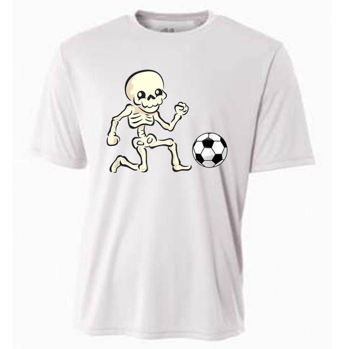 Soccer Skeleton Halloween Man Boy Soccer Player Funny Cooling Performance Crew T-Shirt