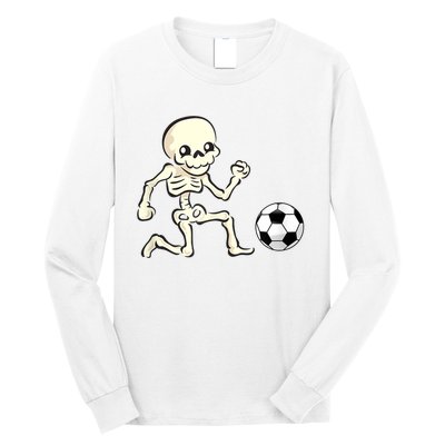 Soccer Skeleton Halloween Man Boy Soccer Player Funny Long Sleeve Shirt