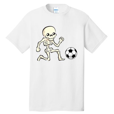 Soccer Skeleton Halloween Man Boy Soccer Player Funny Tall T-Shirt