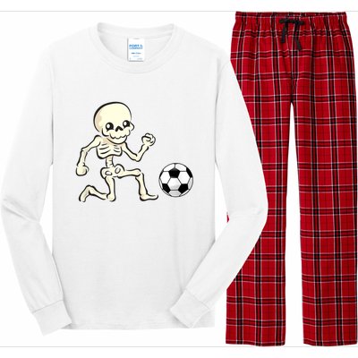 Soccer Skeleton Halloween Man Boy Soccer Player Funny Long Sleeve Pajama Set