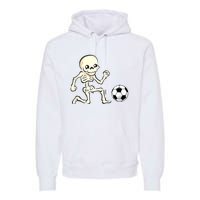 Soccer Skeleton Halloween Man Boy Soccer Player Funny Premium Hoodie