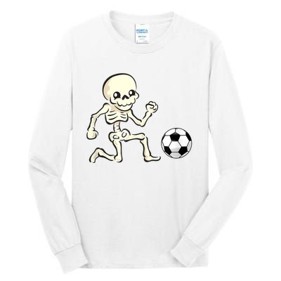 Soccer Skeleton Halloween Man Boy Soccer Player Funny Tall Long Sleeve T-Shirt