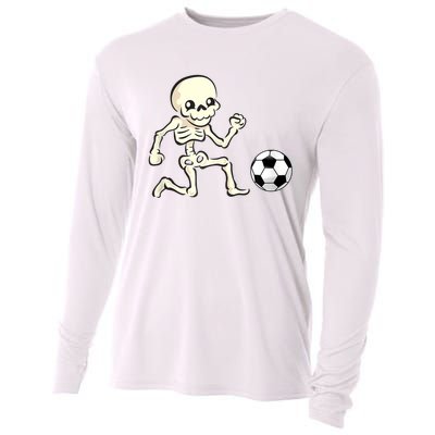 Soccer Skeleton Halloween Man Boy Soccer Player Funny Cooling Performance Long Sleeve Crew