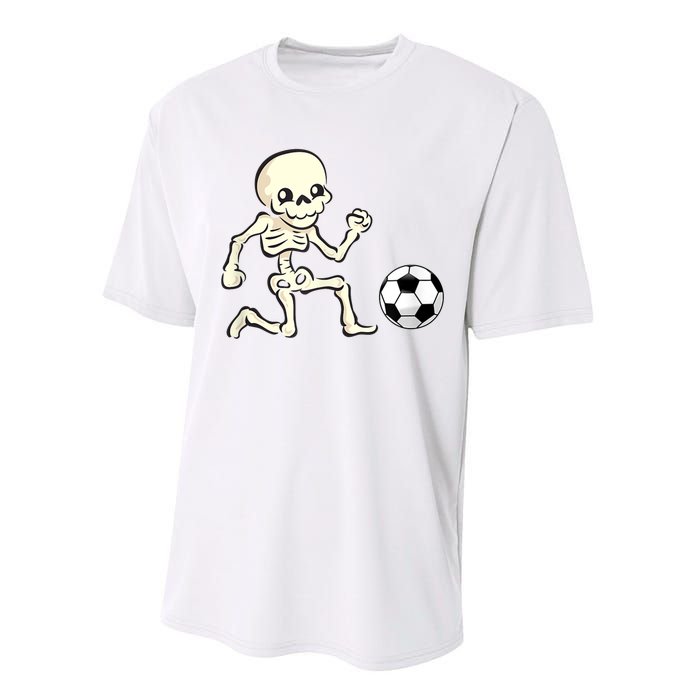 Soccer Skeleton Halloween Man Boy Soccer Player Funny Performance Sprint T-Shirt