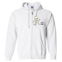 Soccer Skeleton Halloween Man Boy Soccer Player Funny Full Zip Hoodie