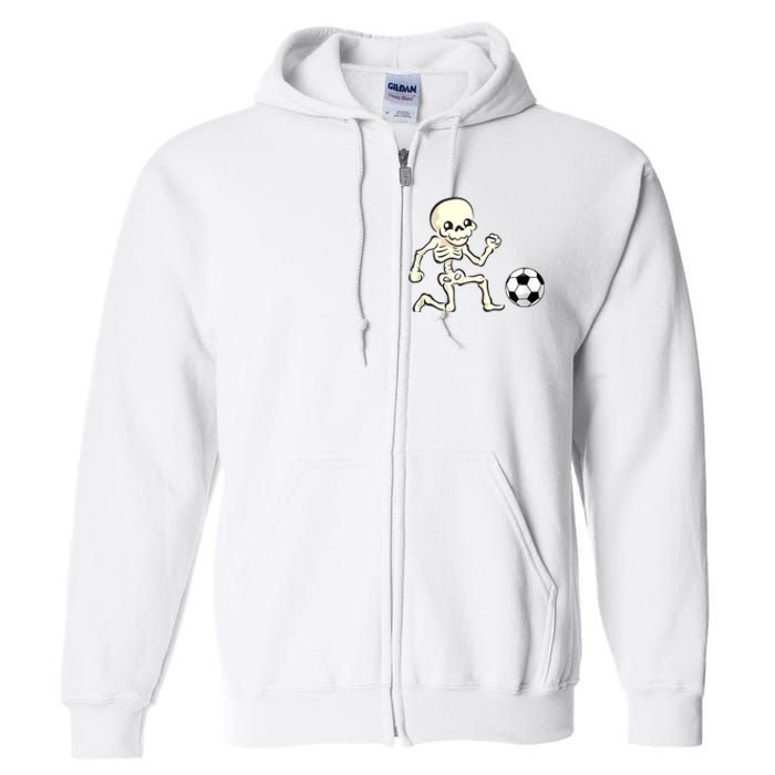 Soccer Skeleton Halloween Man Boy Soccer Player Funny Full Zip Hoodie