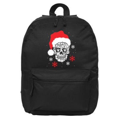 Skull Santa Hat Funny Christmas Xmas 16 in Basic Backpack