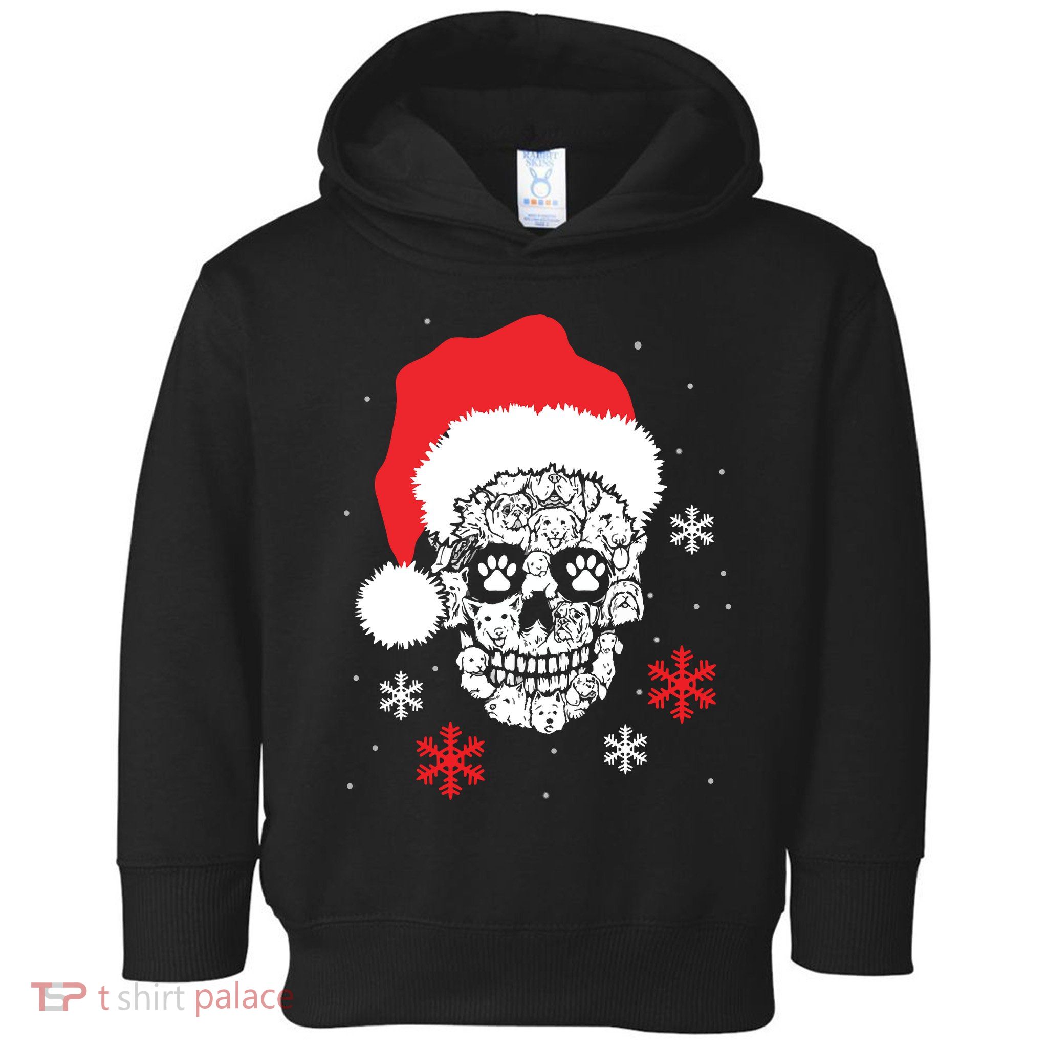Skull Santa Hat Funny Christmas Xmas Toddler Hoodie