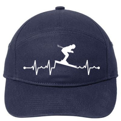 Skiing Ski Heartbeat For Skiers Gift 7-Panel Snapback Hat