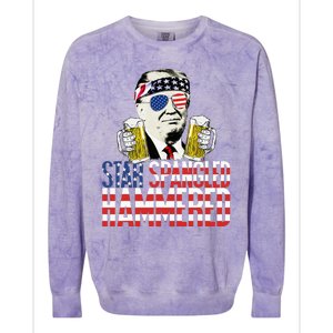 Star Spangled Hammered President Donald Trump Beer Lover Colorblast Crewneck Sweatshirt