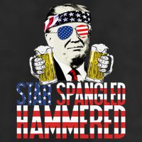 Star Spangled Hammered President Donald Trump Beer Lover 7 Panel Mesh Trucker Snapback Hat
