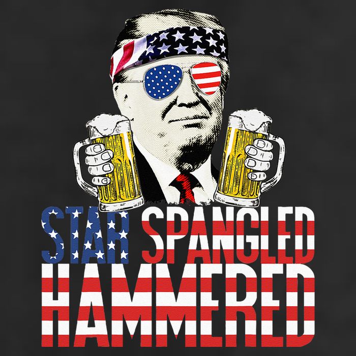 Star Spangled Hammered President Donald Trump Beer Lover 7 Panel Mesh Trucker Snapback Hat