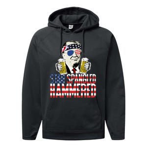 Star Spangled Hammered President Donald Trump Beer Lover Performance Fleece Hoodie