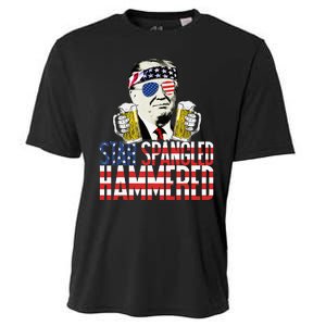 Star Spangled Hammered President Donald Trump Beer Lover Cooling Performance Crew T-Shirt