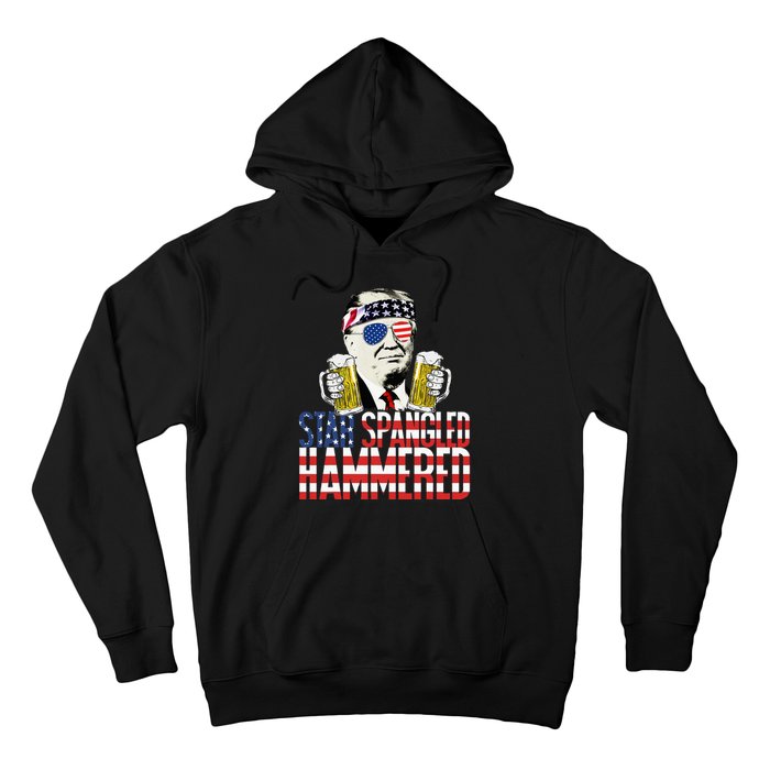 Star Spangled Hammered President Donald Trump Beer Lover Hoodie